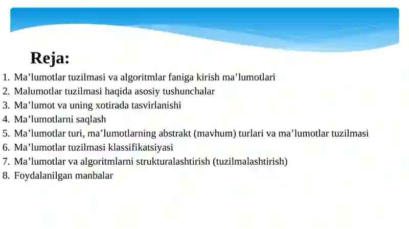 Ma'lumotlar tuzilmasi va algoritmi 2