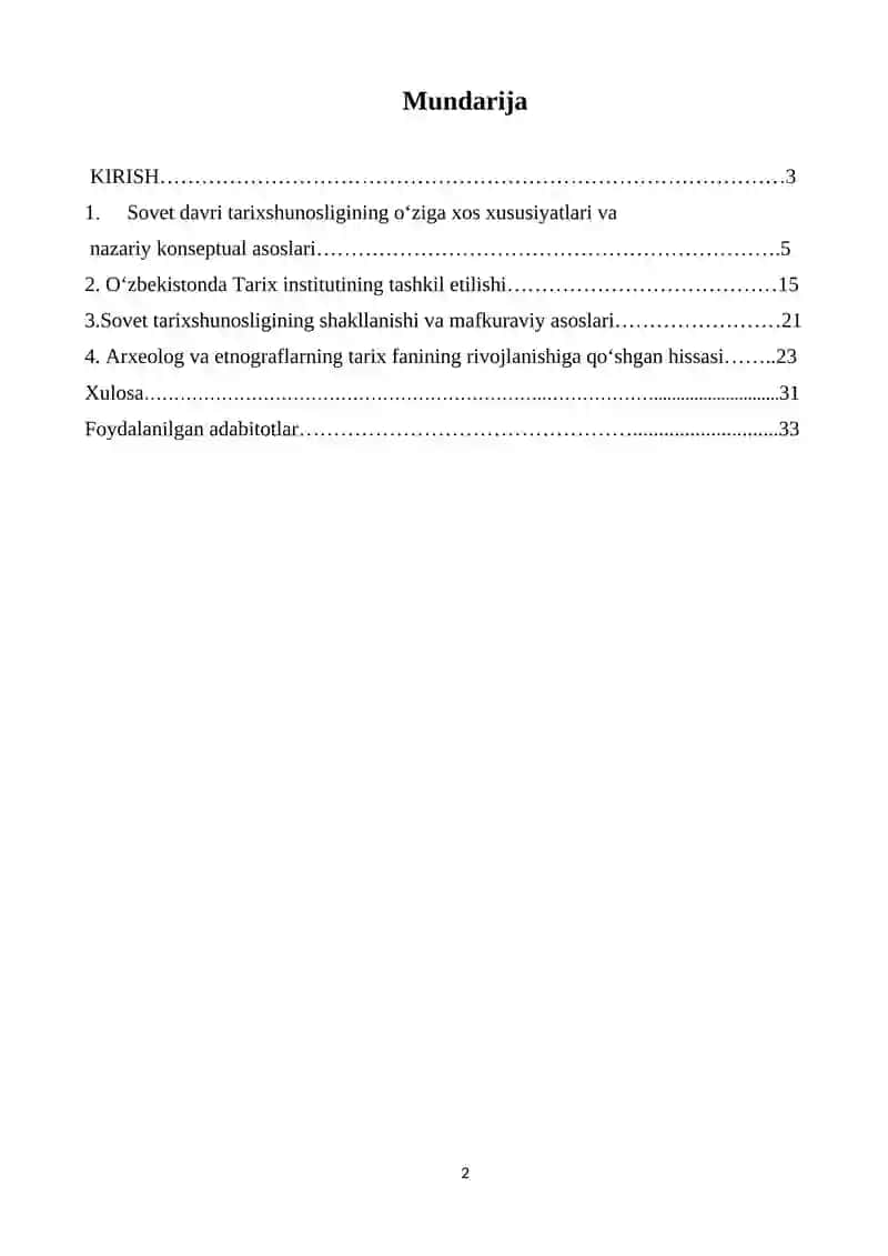 SOVET TARIXSHUNOSLIGINING O‘ZBEKISTON TARIXINI O‘RGANISHGA TA’SIRI KURS ISHI 2