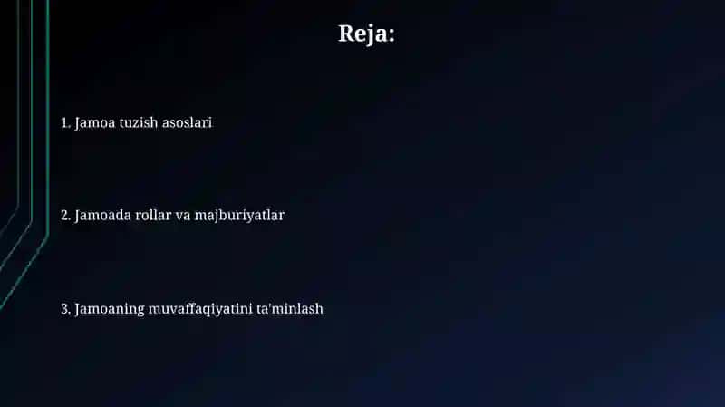 Jamoa tuzish asoslari 2