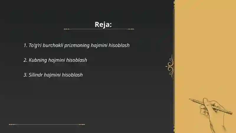 Fazodagi jismning hajmini hisoblash 2