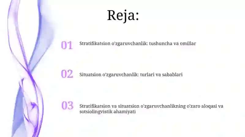 Stratifikatsion va vaziyatli variativlik 2