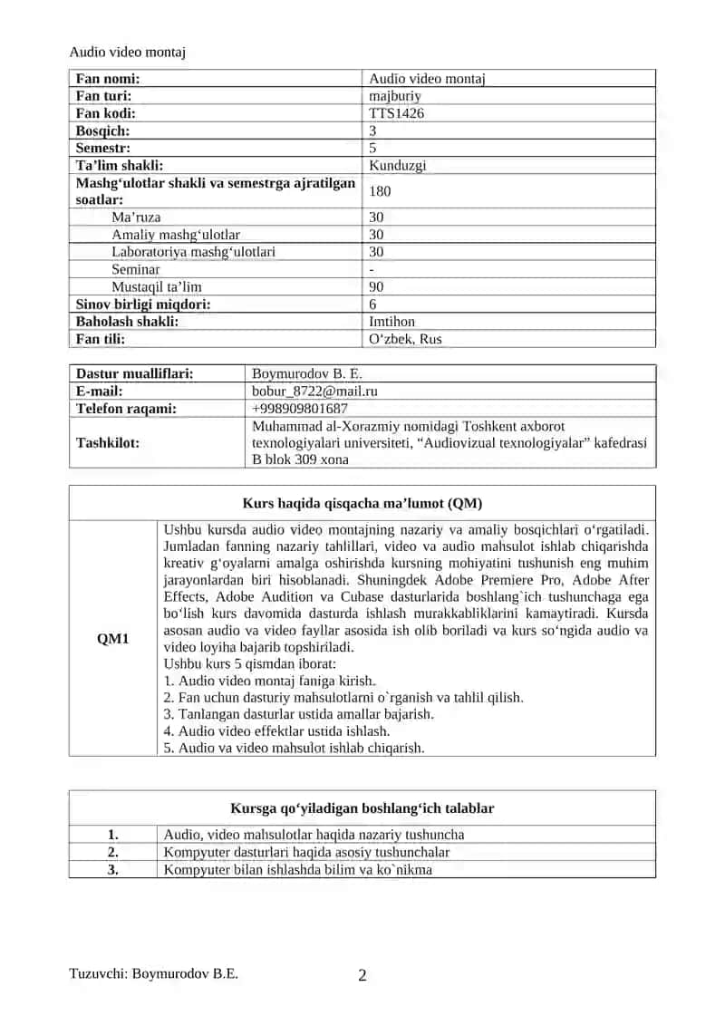 Audio video montaj 2