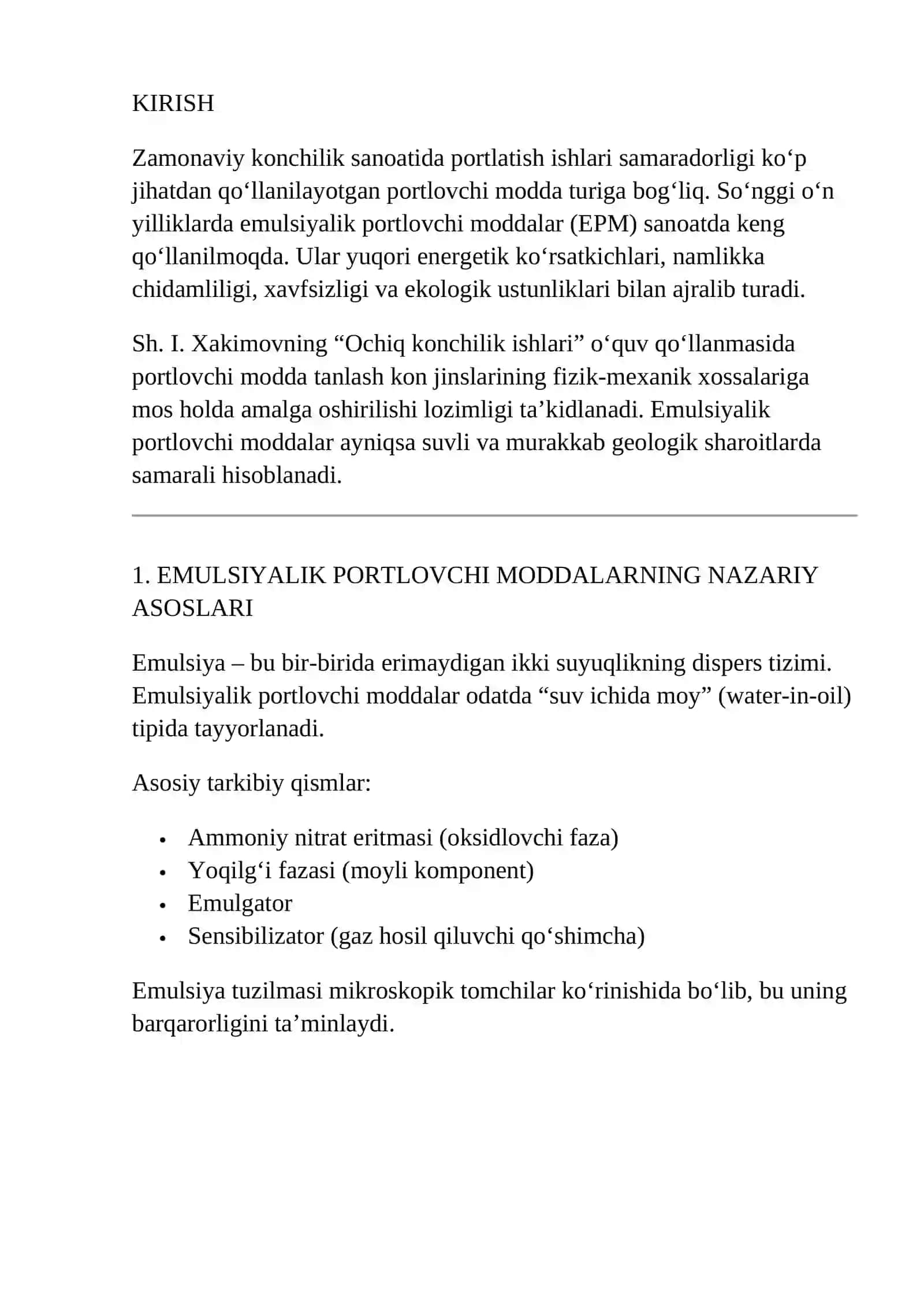 EMULSIYALIK PORTLOVCHI MODDALARNING QO‘LLANILISHI 2