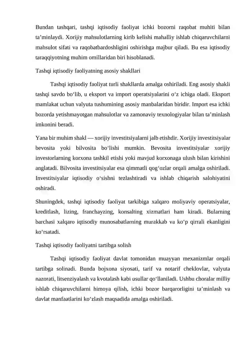 Tashqi iqtisodiy faoliyat statistikasi 2