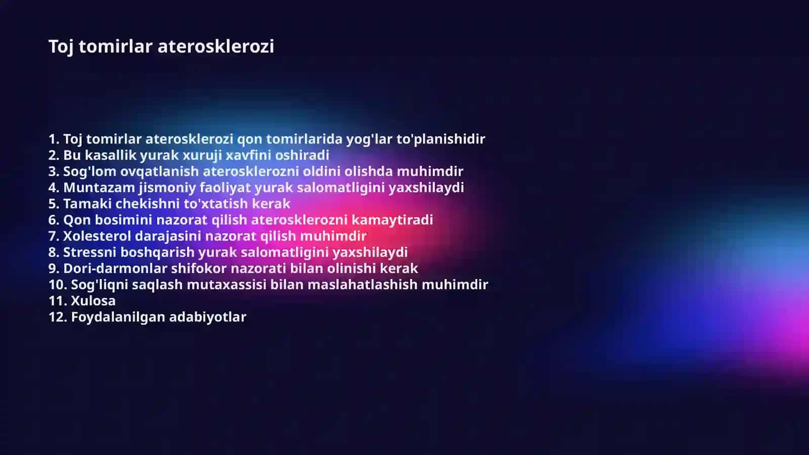 Toj tomirlar aterosklerozi 2