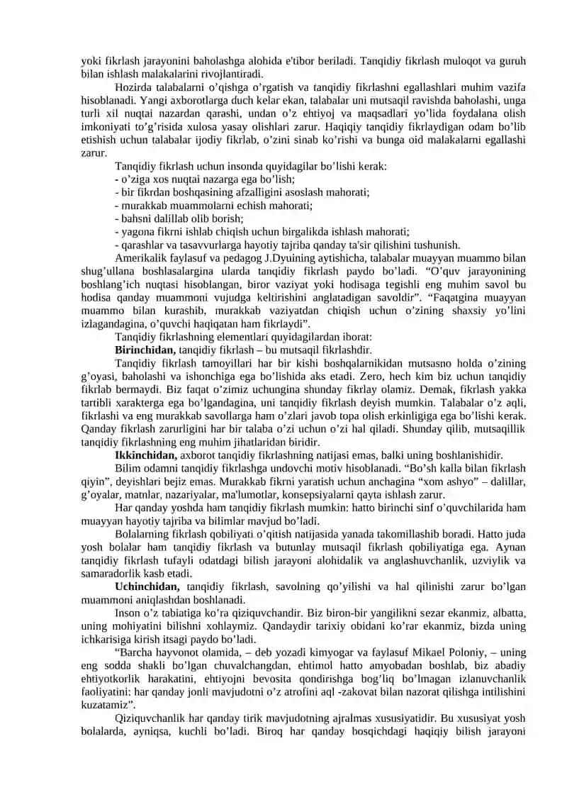 Tanqidiy fikrlash 2