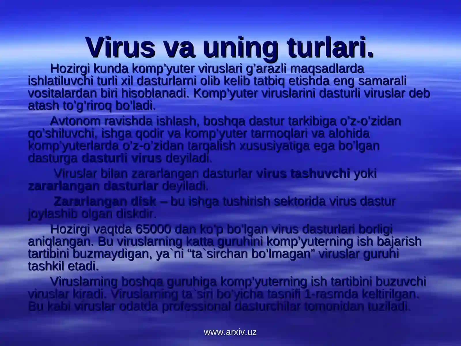 Kompyuter viruslari va Fayllarni arxivlash.ppt 2