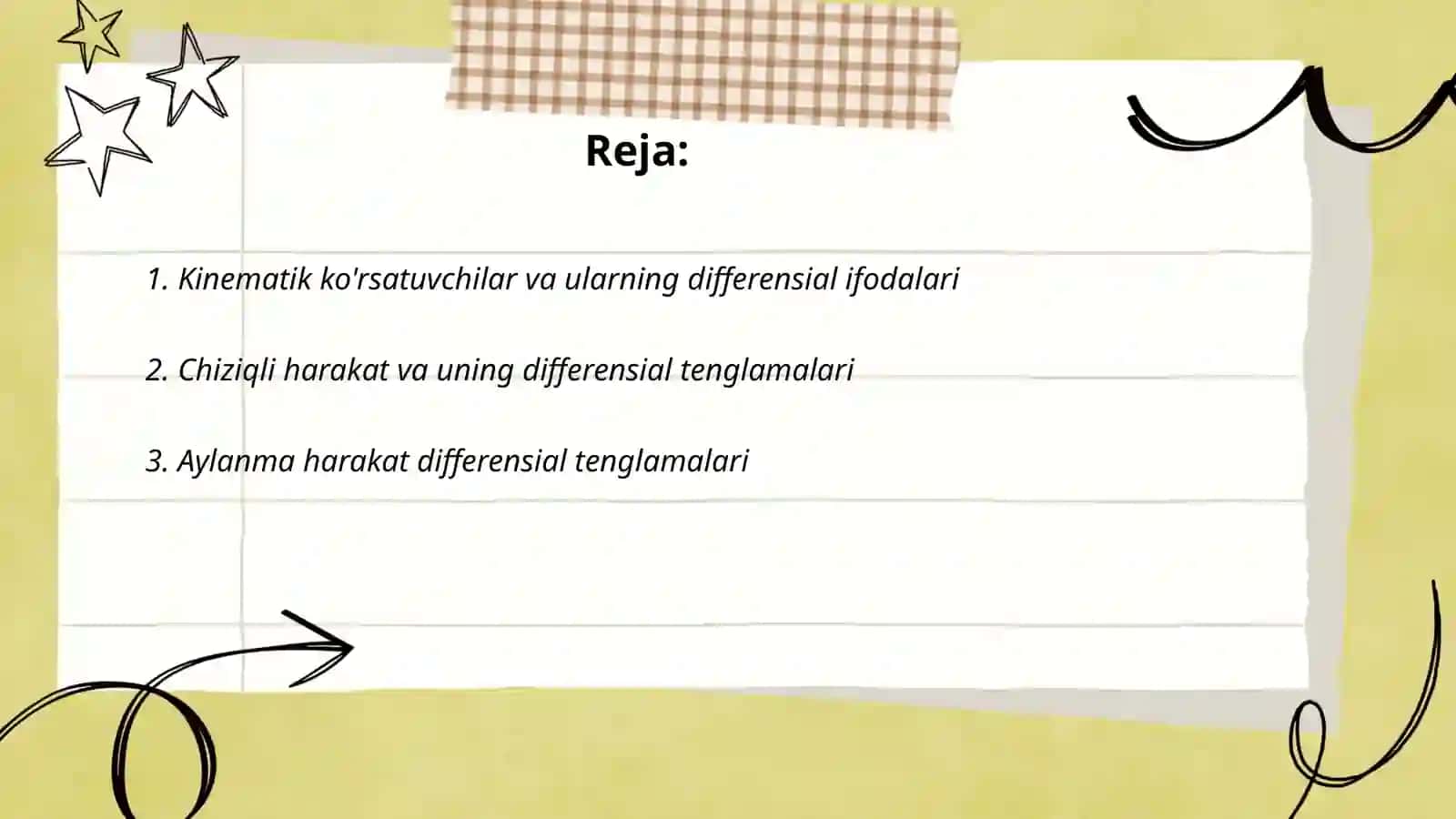 Kinematika va dinamikada differensial hisob tadbiqlari 2