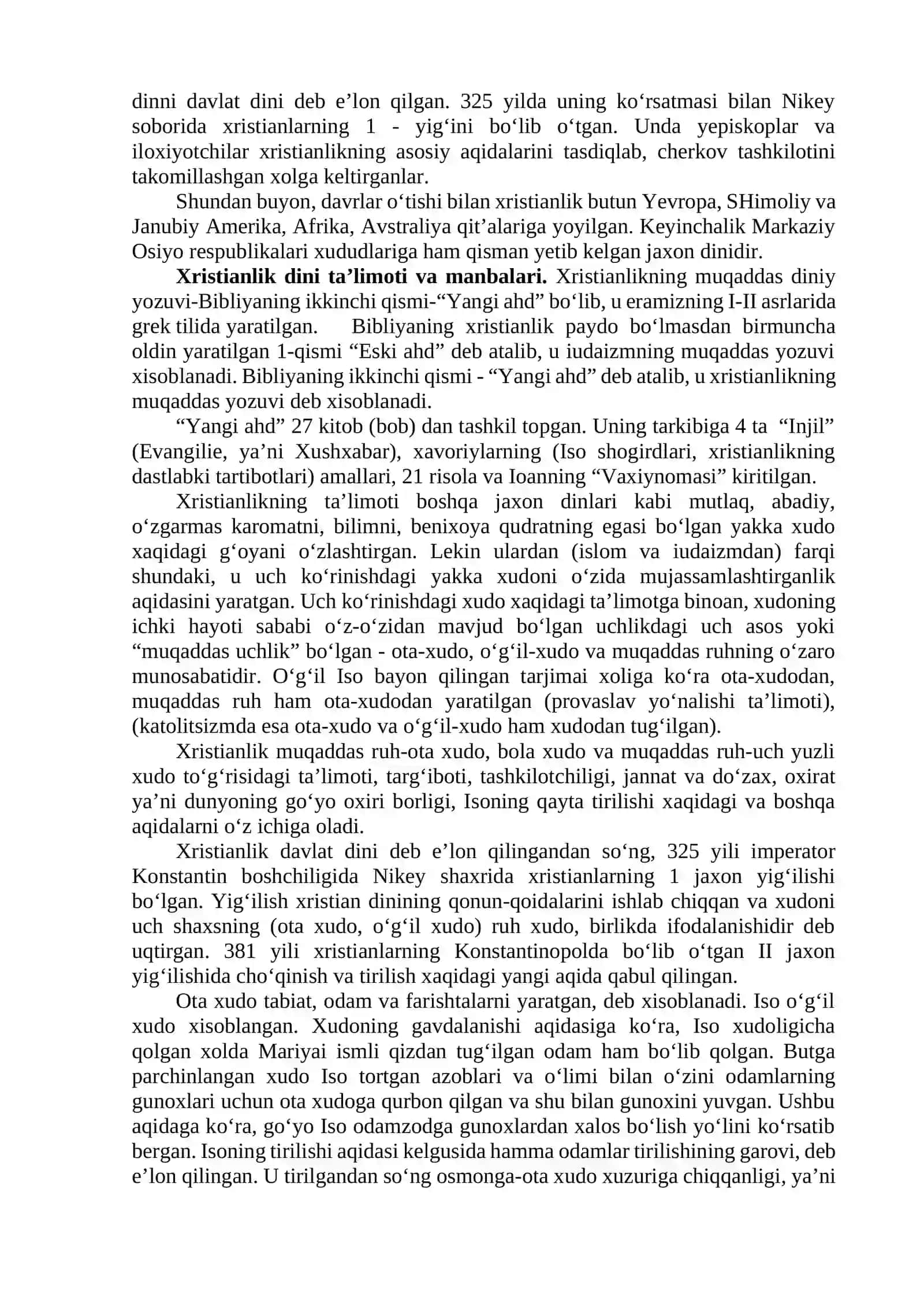 XRISTIANLIK DINI TARIXI VA ASOSIY G‘OYALARI 2
