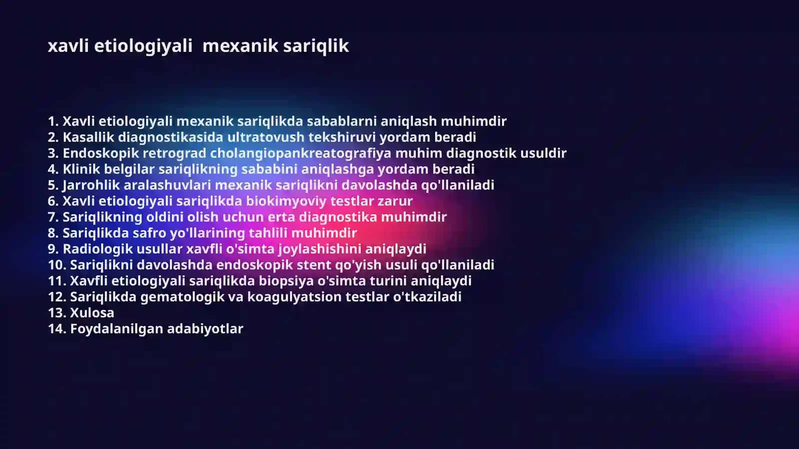 Xavli etiologiyali mexanik sariqlik 2