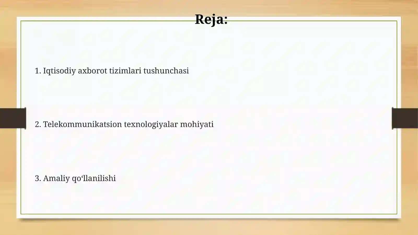 Iqtisodiy axborot tizimlari va telekommunikatsion texnologiyalar 2