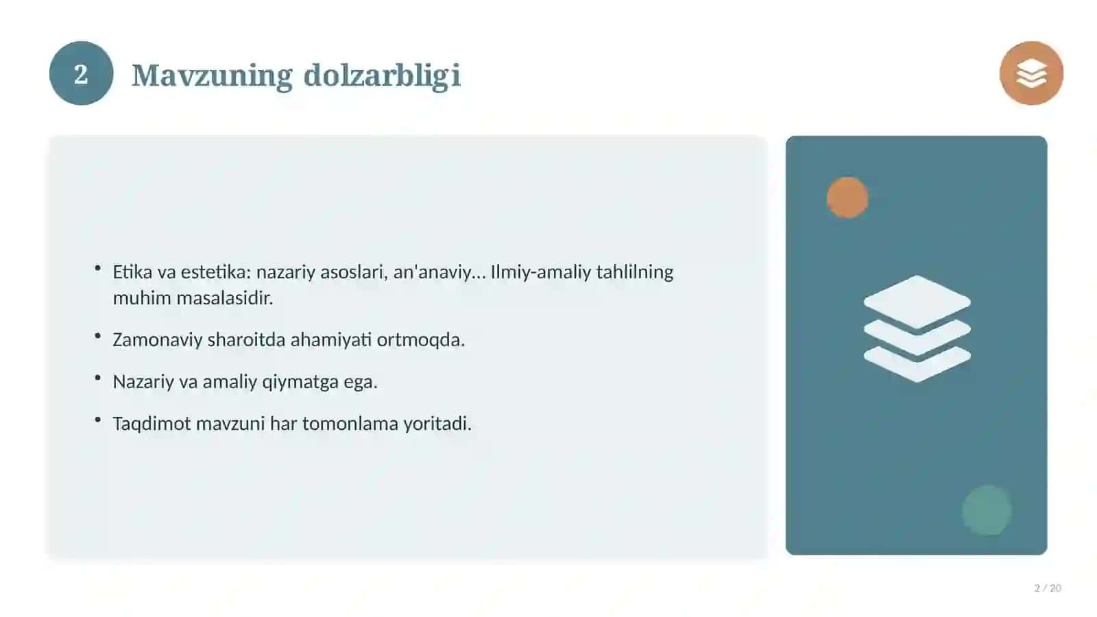 Etika va estetika: nazariy asoslari, an'anaviy yondashuvda (Mustaqil ta'lim topshirig'i) 2