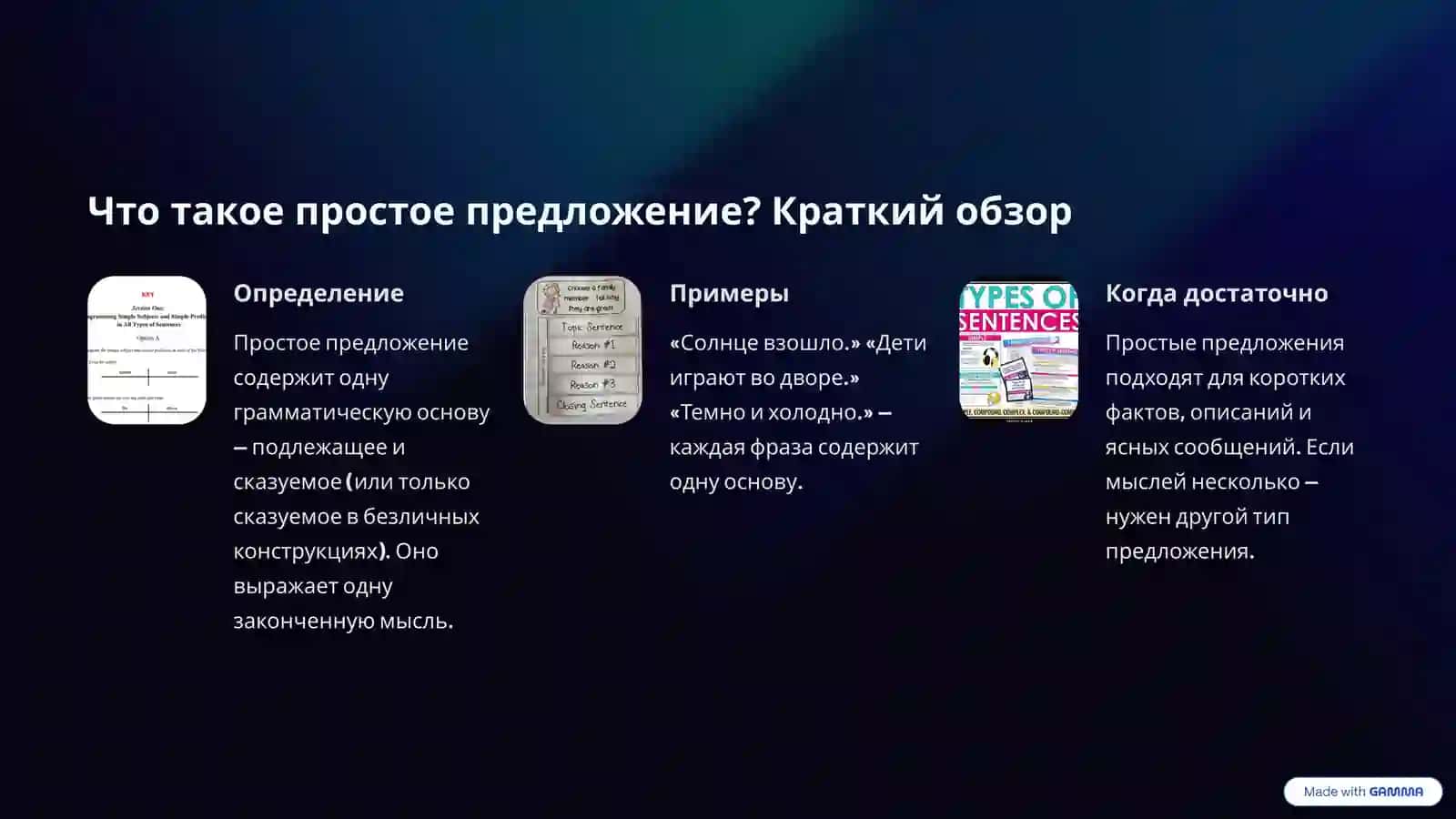 Краткая, но ёмкая презентация о сложном предложении: что это такое, какие существуют виды, как различать и правильно пунктуировать 2
