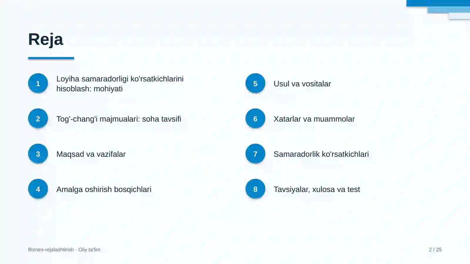tog' chang'i majmualarida loyiha samaradorligi ko'rsatkichlarini hisoblash 5401 2