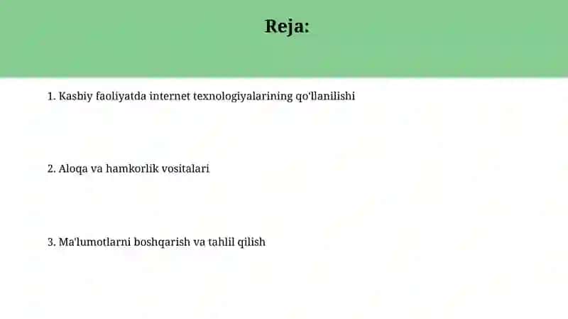 Internet texnologiyalarini qo‘llash 2