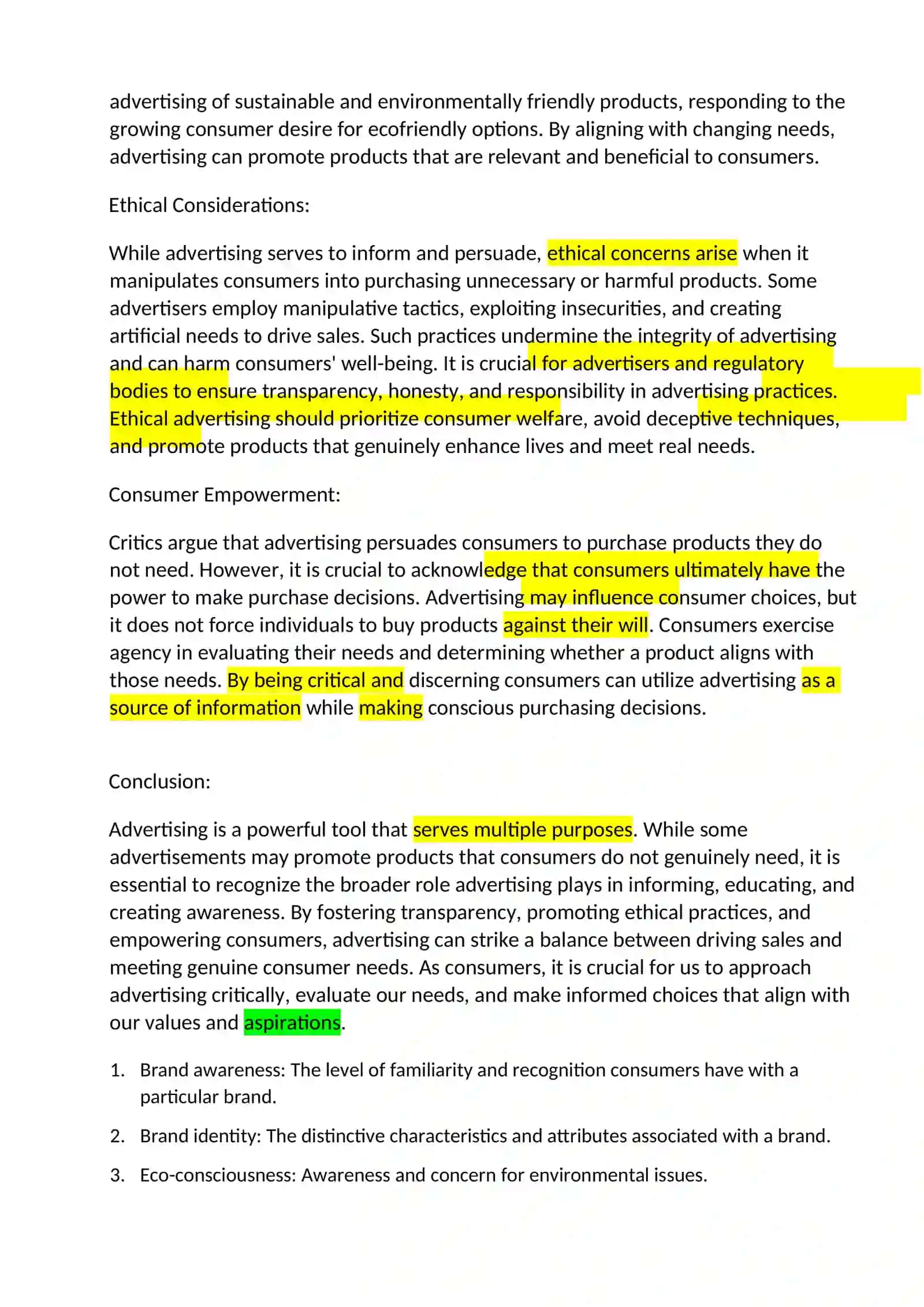THE ROLE OF ADVERTISING: BALANCING PERSUASION AND CONSUMER NEEDS 2