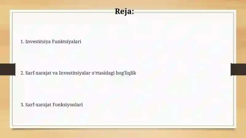 Investitsiya Funktsiyalari 2