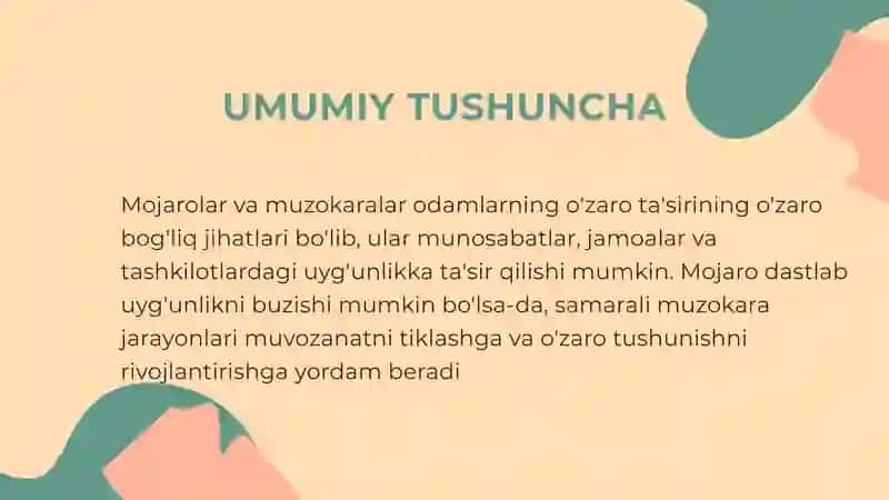 MOJARO VA MUZOKARALAR O‘ZARO uyg’unligi 2