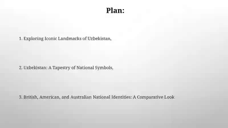 National identities of Uzbekistan and English speaking countries: symbols and sightseeing places 2