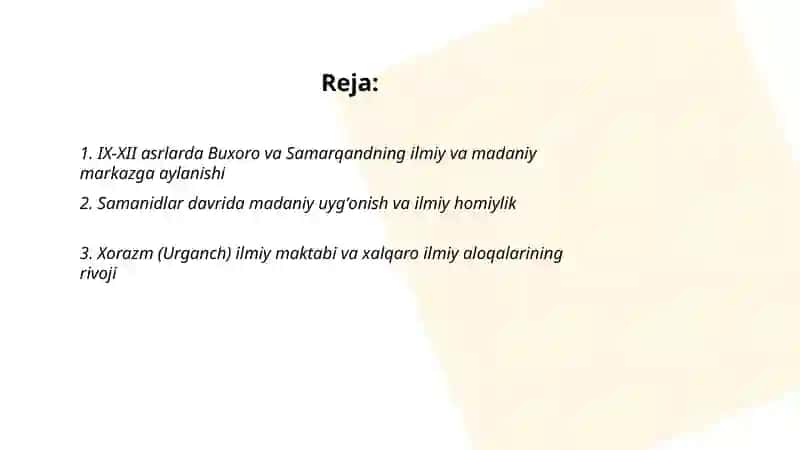 IX-XII asrlarda mamlakatimiz hududida roʻy bergan madaniy uygʻonish 2