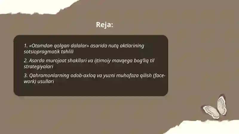 Otamdan qolgan dalalar asarida nutq aktlarining sotsiopragmatik tahlili 2