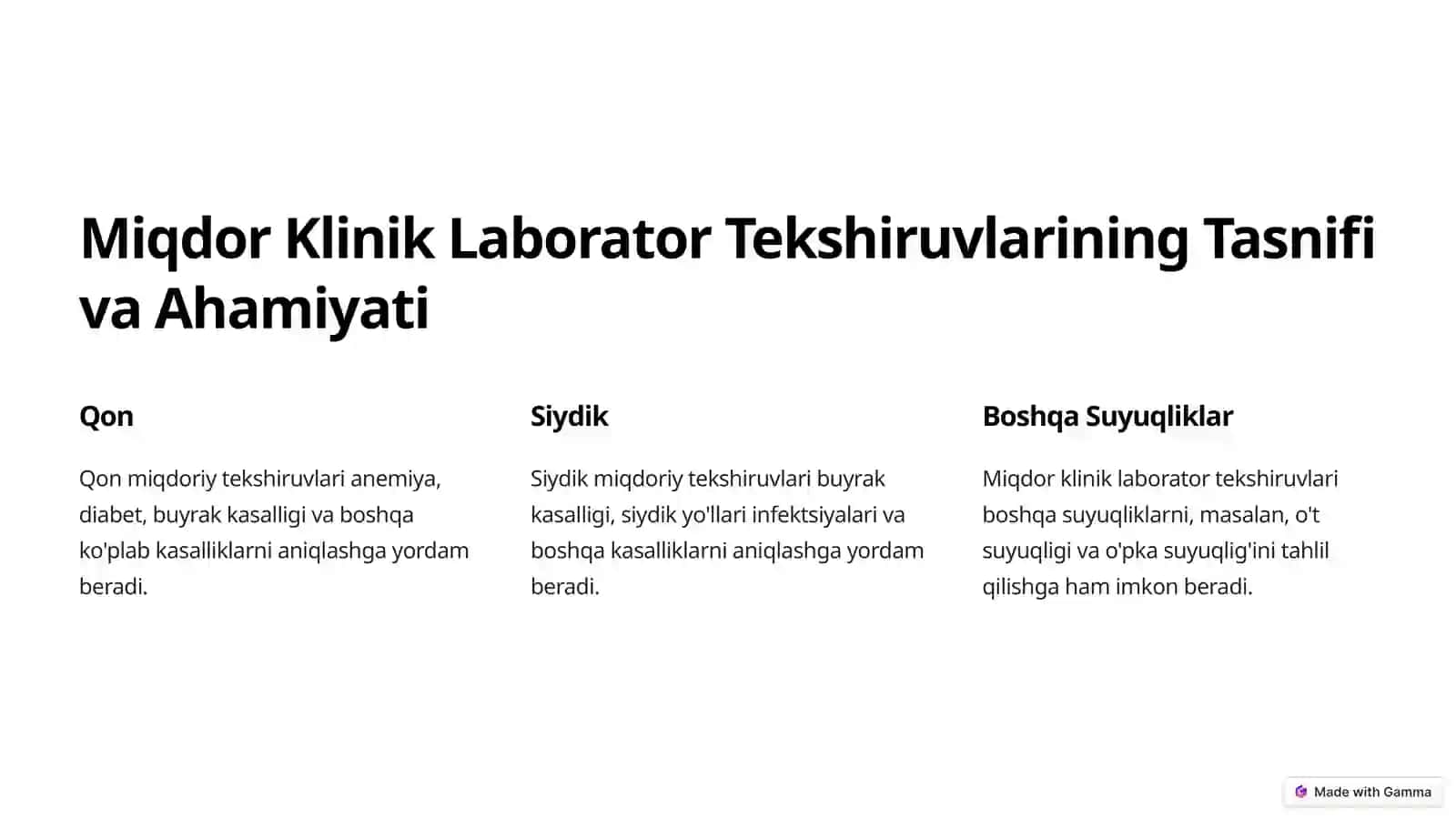 Miqdor Klinik Laborator Tekshiruvlari 2