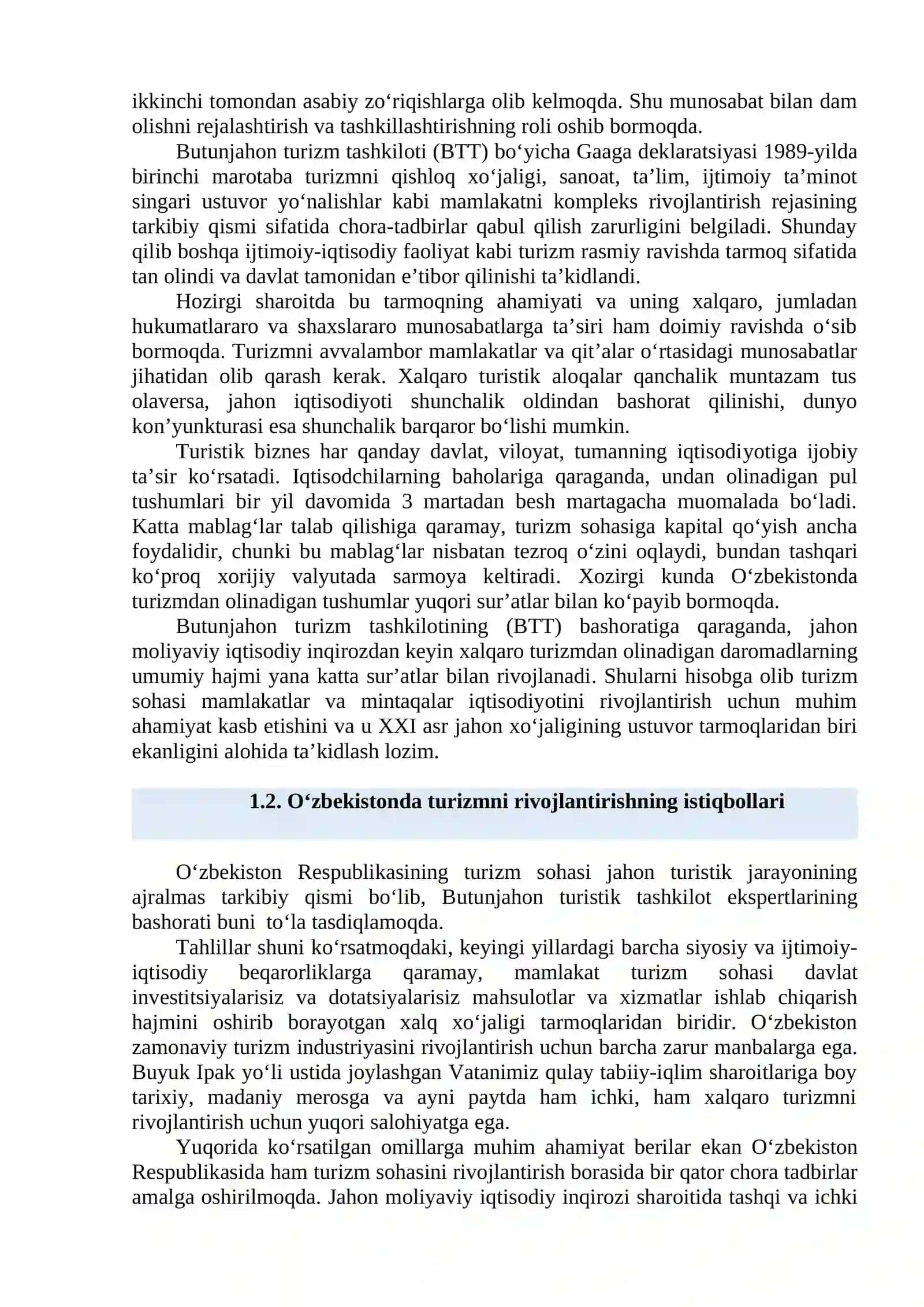 "TURIZMNI REJALASHTIRISH" 2