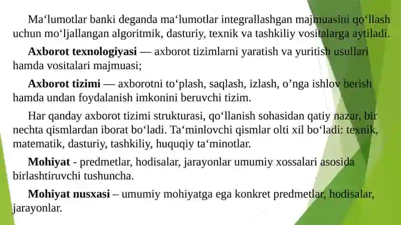 Ma’lumotlar bazasi haqida 2