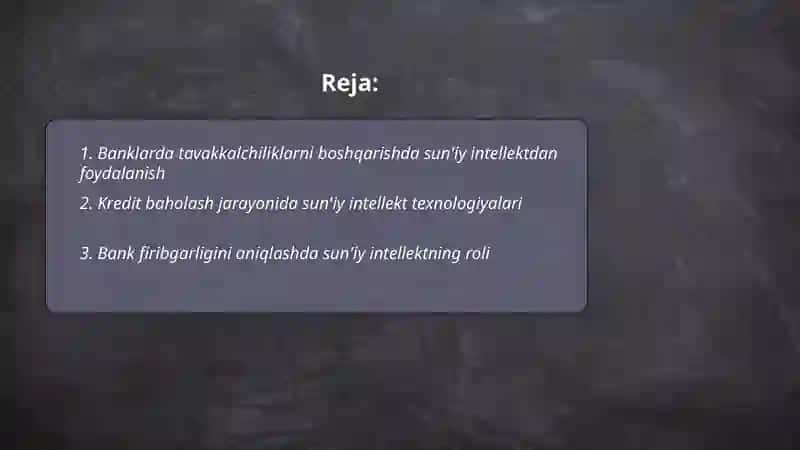 Sun'iy intellekt banklarda 2