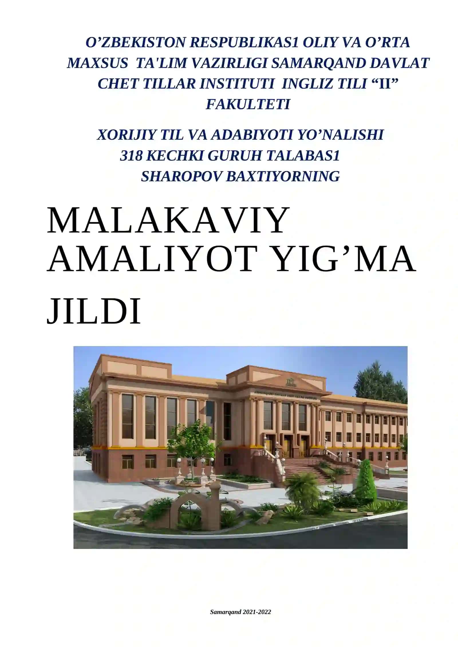 MALAKAVIY AMALIYOT YIG’MA JILDI 2