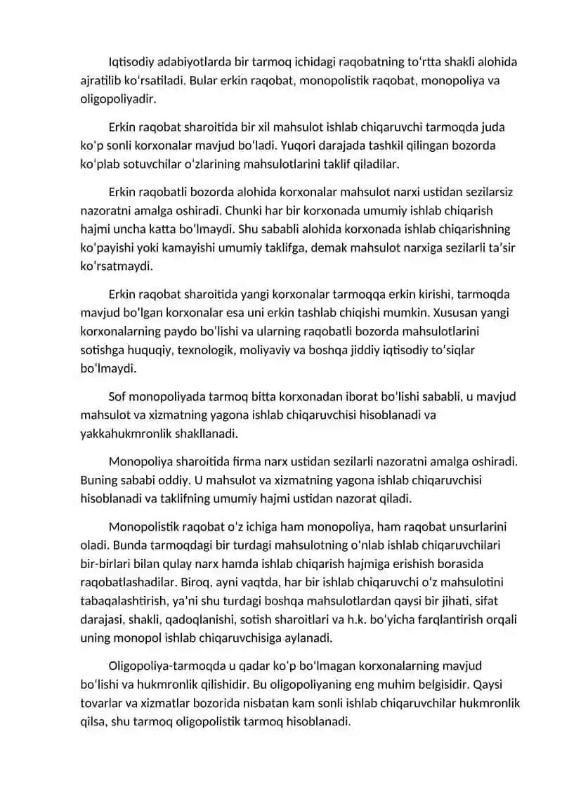 Mukammal bozorda raqobat va monopoliya 2