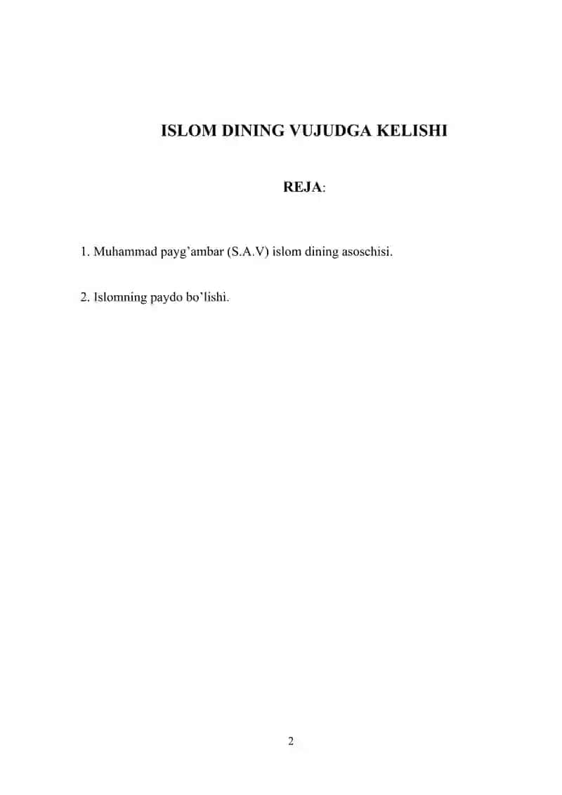 ISLOM DINING VUJUDGA KЕLISHI 2