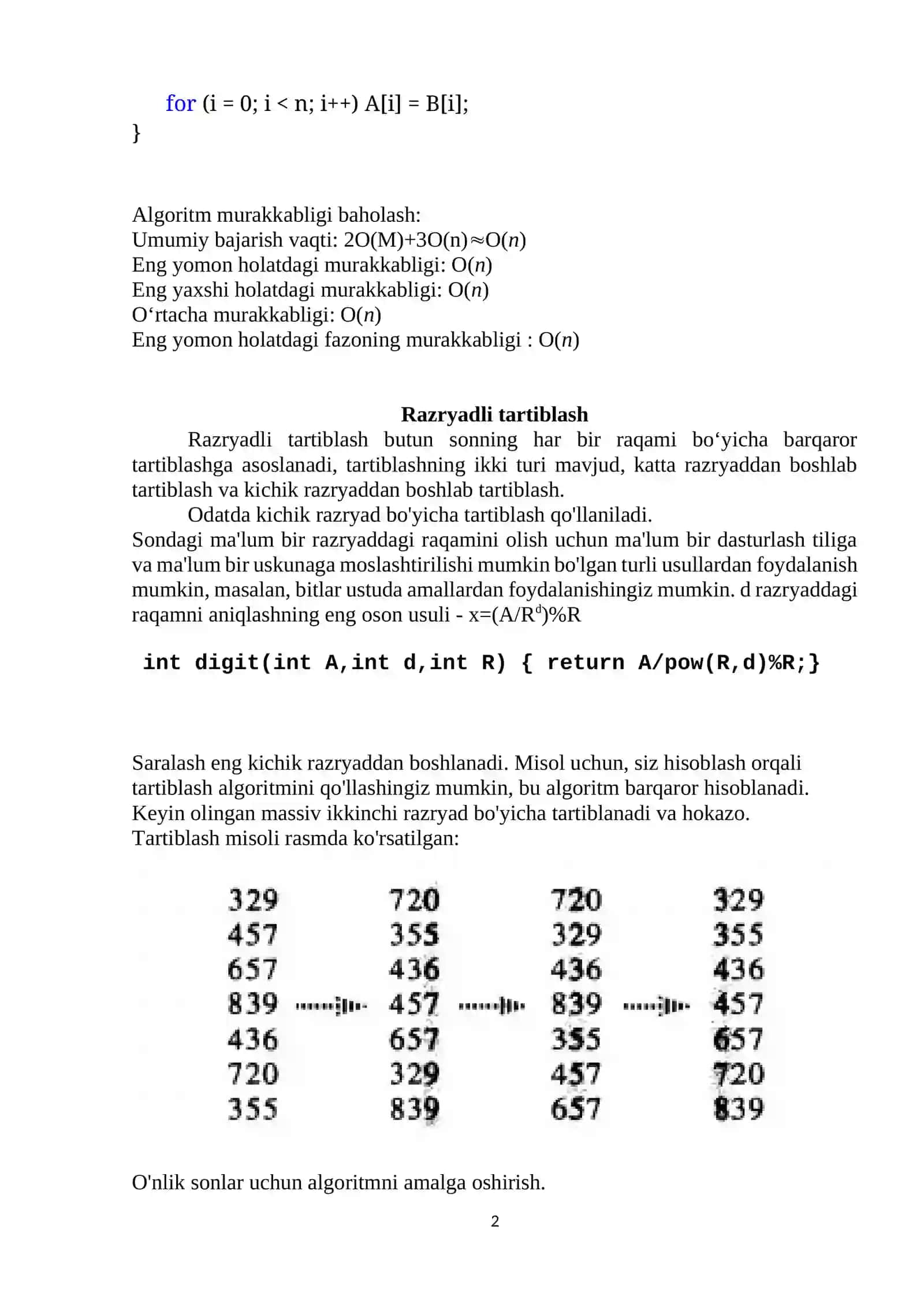 Chiziqli tartiblash algoritmlari 2