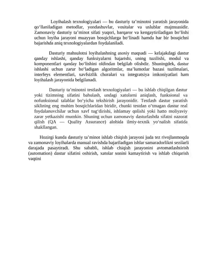 Dasturlash muhitlari va loyihalash texnologiyalari 2
