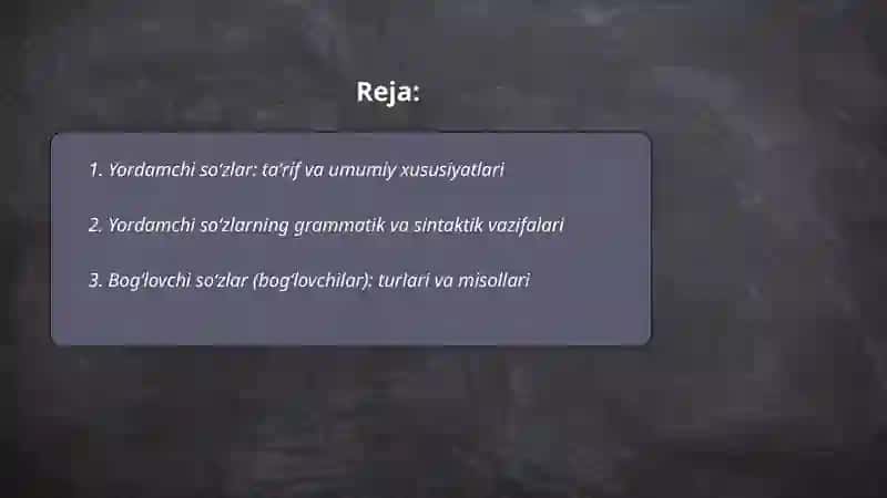 Yordamchi so‘z turkumlari 2