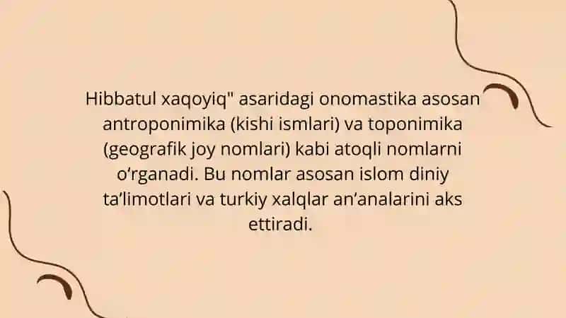 Hibbatul xaqoyiqdagi onomostika 2