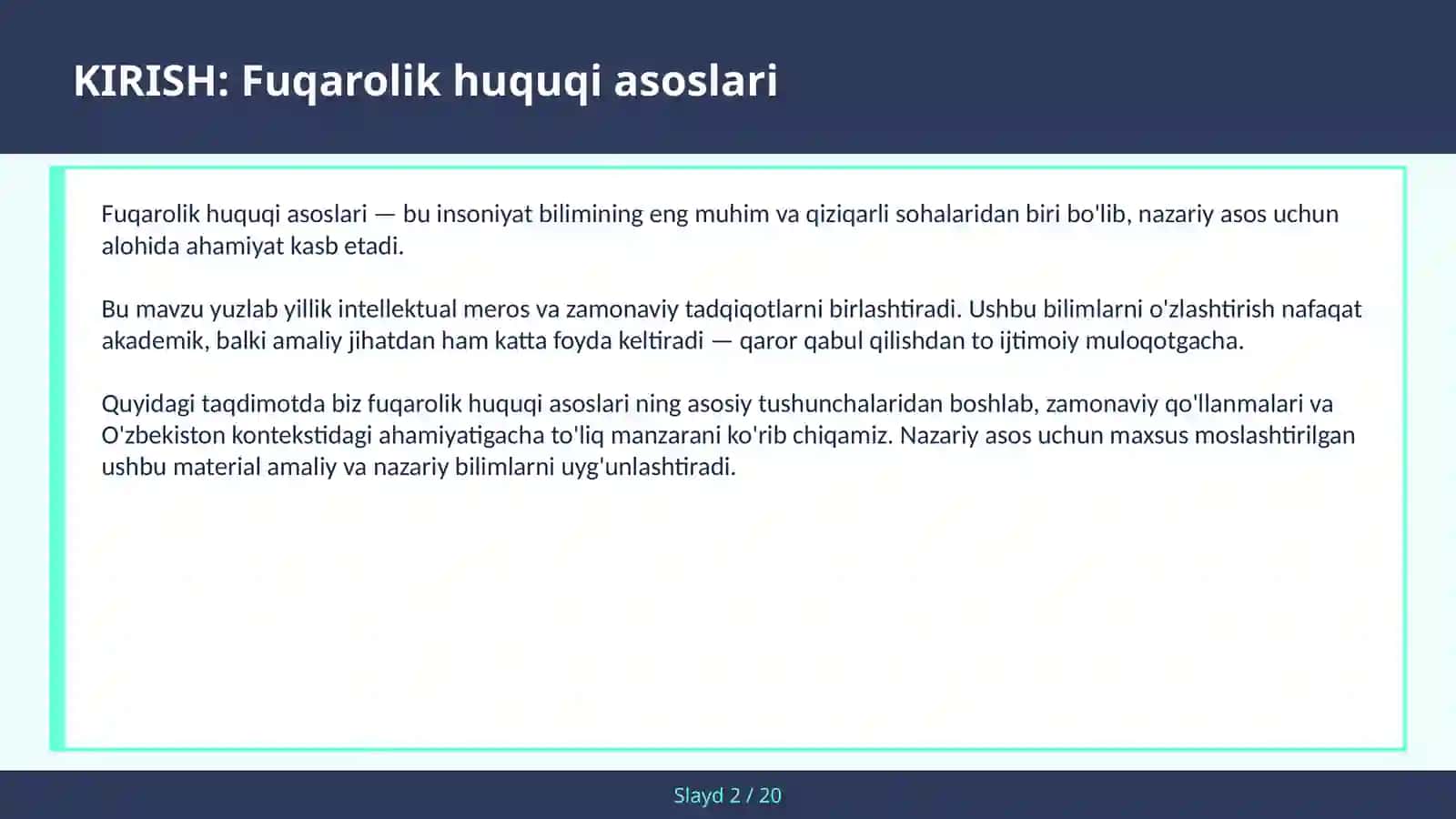 Fuqarolik huquqi asoslari 2