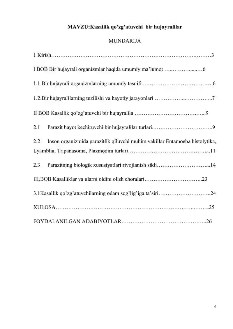Kasallik qo’zg’atuvchi bir hujayralilar 2