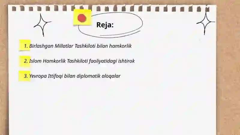 Oʻzbekistonning Xalqaro Tashkilotlar bilan hamkorlik aloqalari 2
