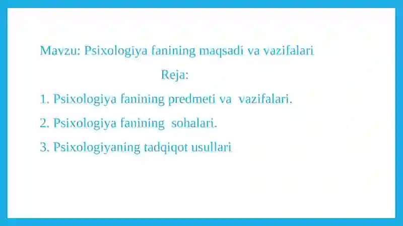 Psixologiyafanining maqsadi va vazifalari 2