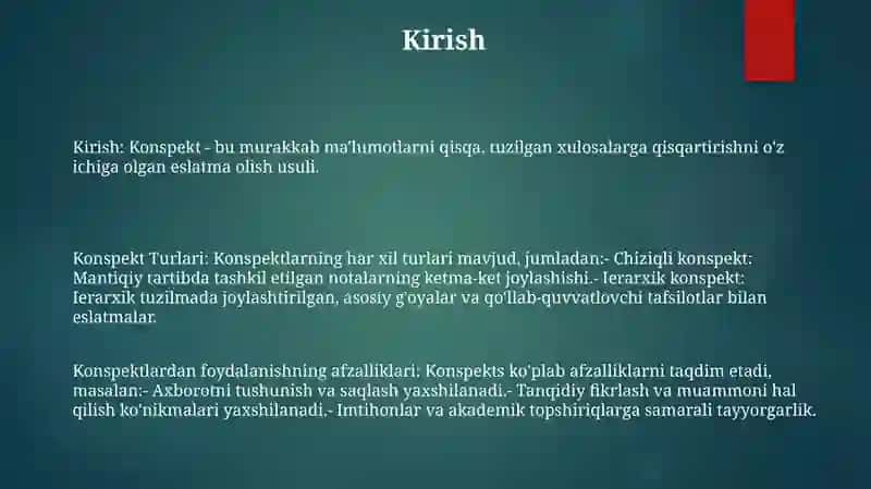 Konspekt Turlari 2