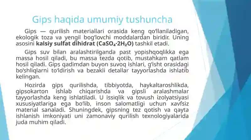 Gips ishlab chiqarish texnologiyasi 2