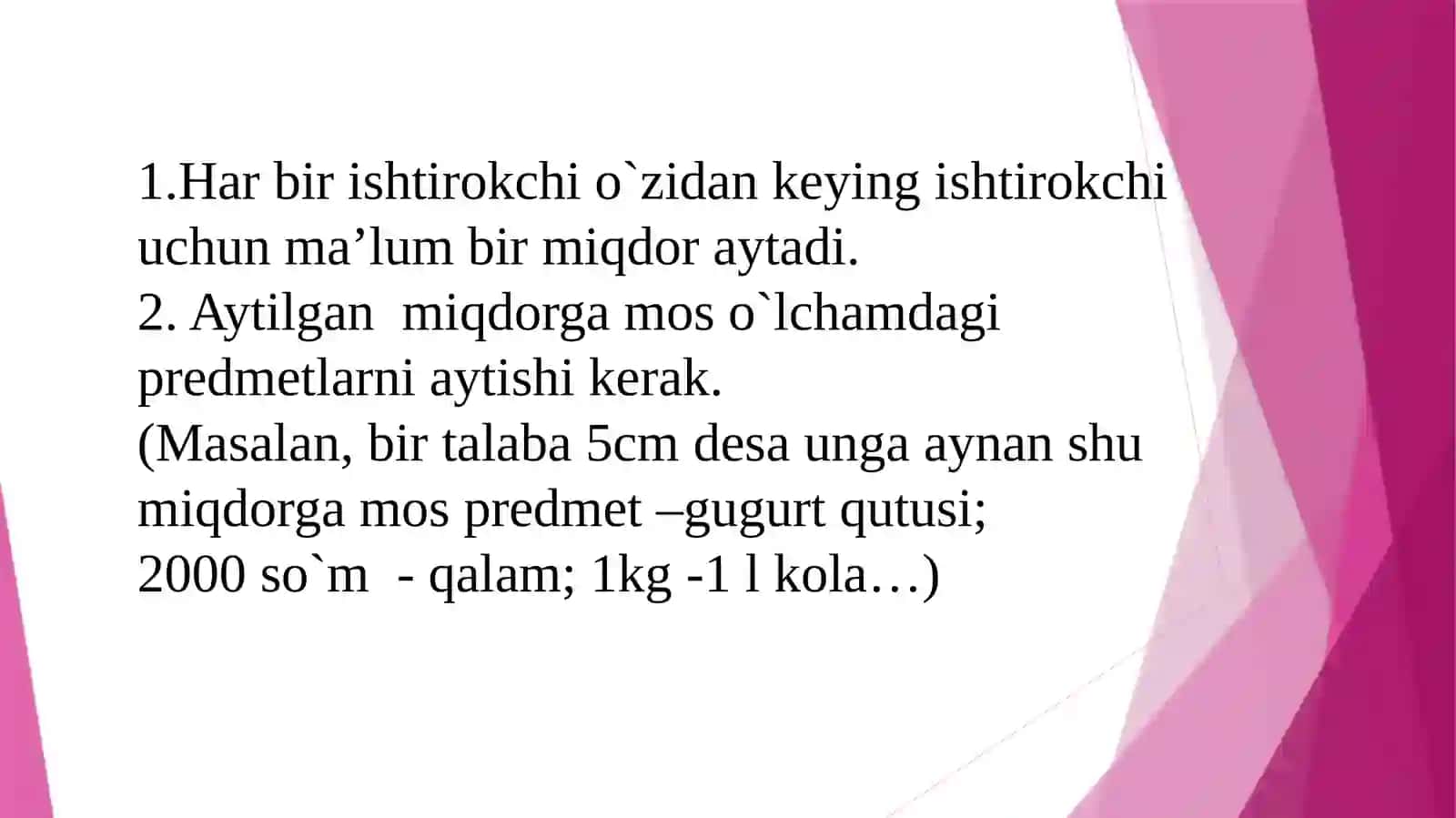 Asosiy miqdorlar ustida ishlash metodikasi 2