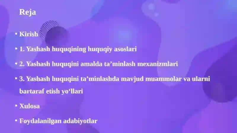 Insonning yashash huquqini amalga a'lash 2