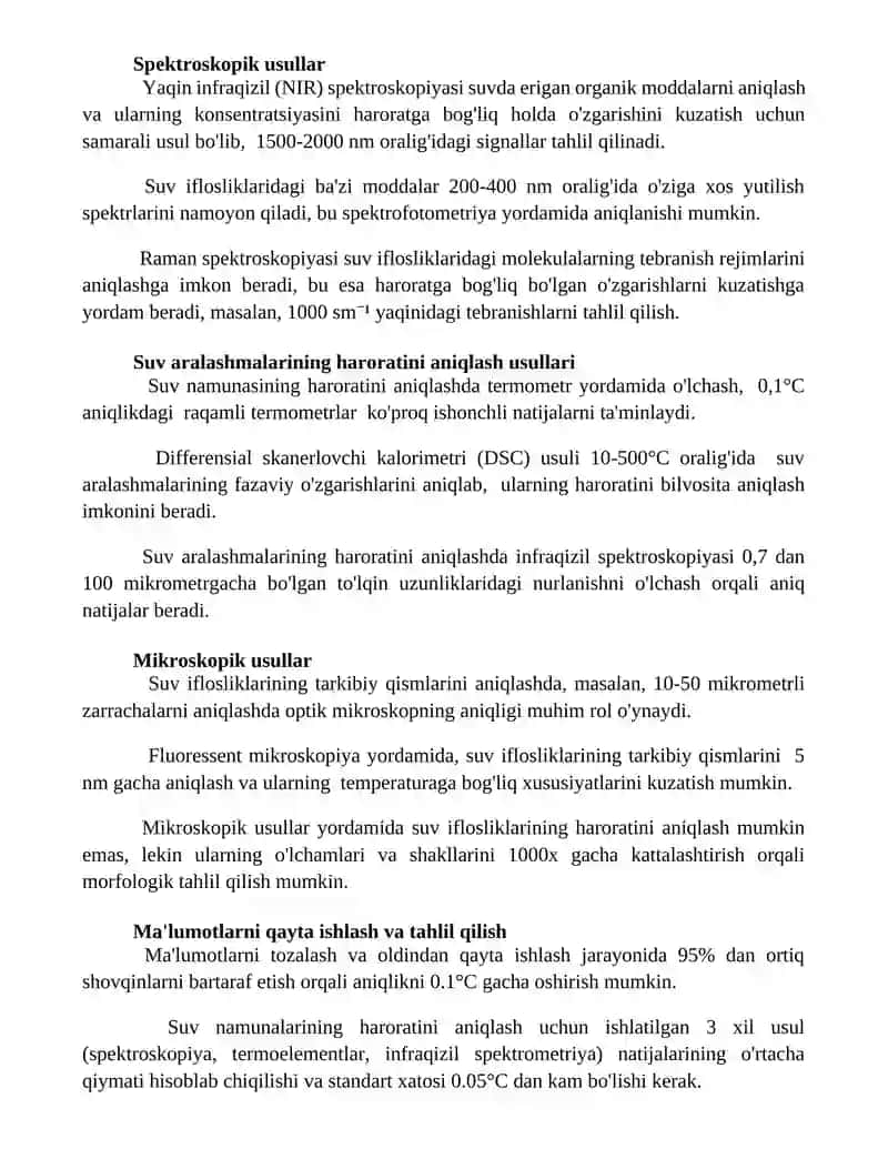 Suv aralashmalarini temperaturasini aniqlash 2