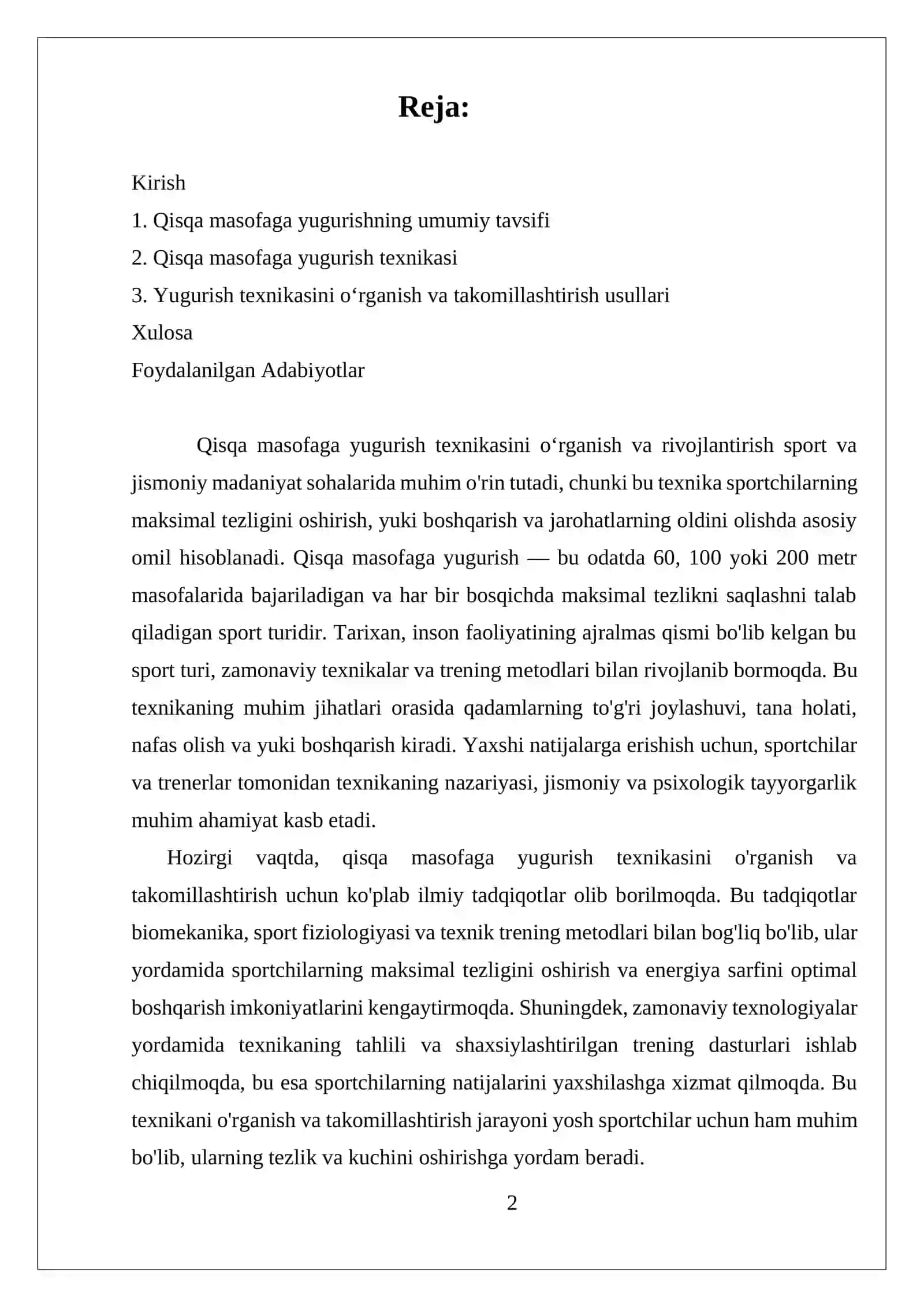 Qisqa masofaga yugurish texnikasi 2