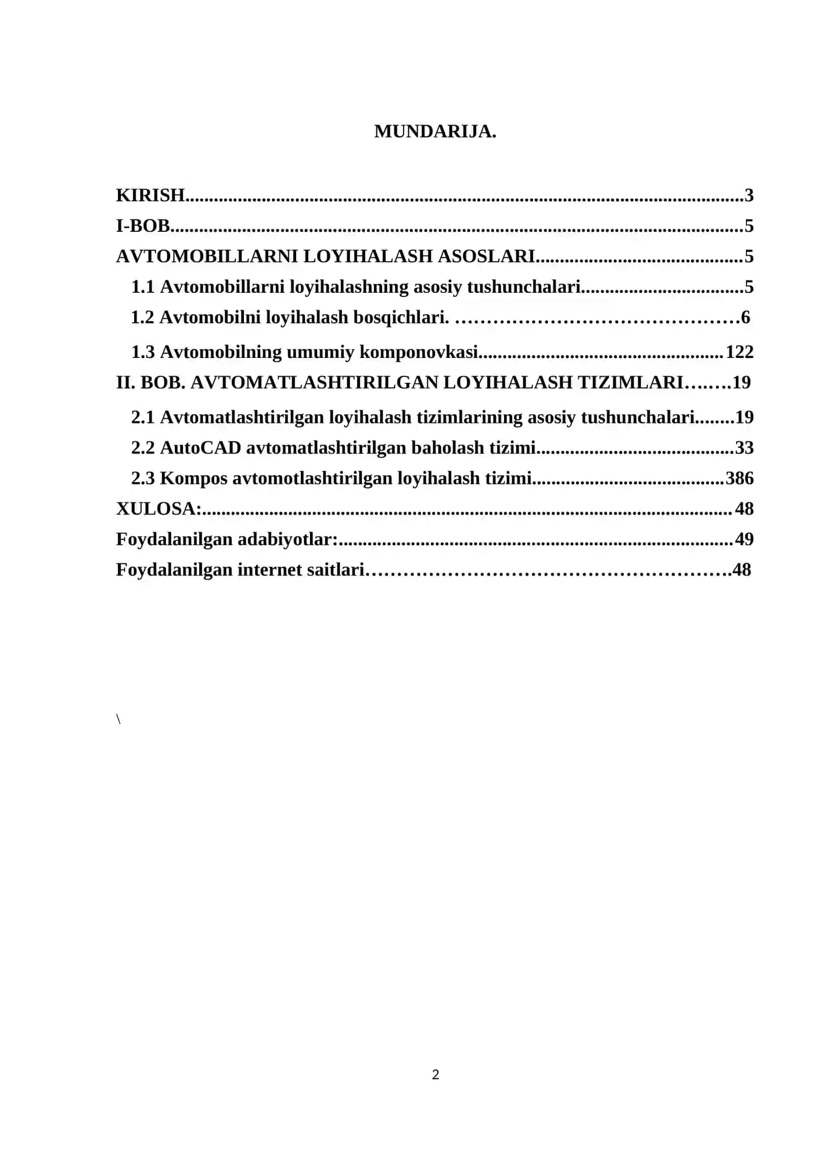 Avtomobillarni loyihalsh va modellashtirishni o’rganish 2