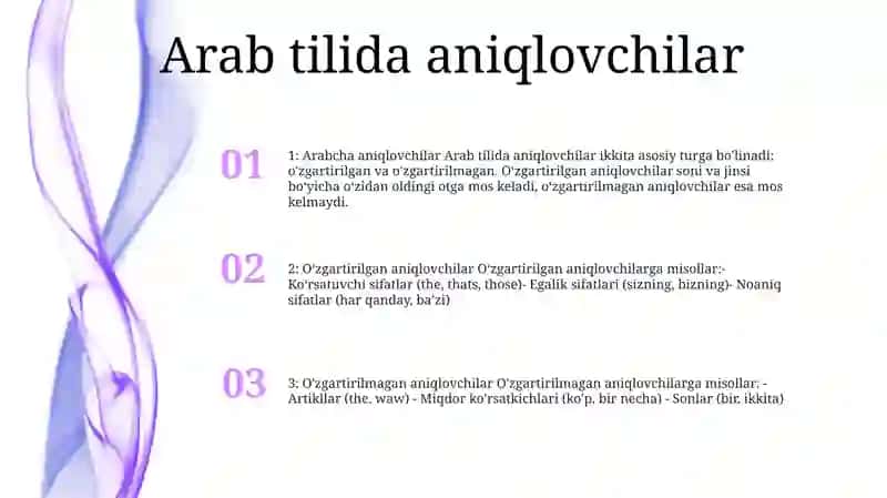 "Arab Tilida Moslashgan Va Moslashmagan Aniqlovchilar" 2