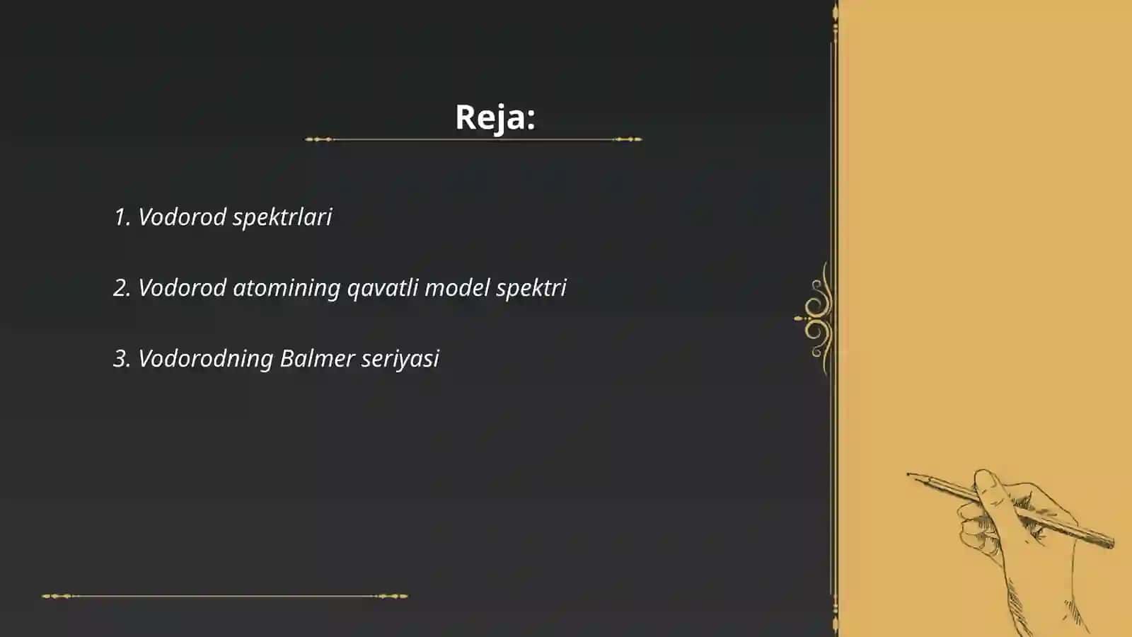 Vodorod va boshqa metalmas elementlar spektorlari 2