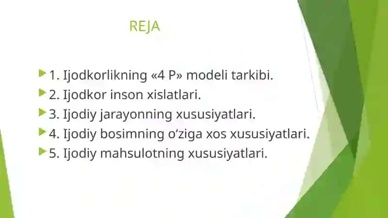 KREATIVLIKNING «4P» MODELI 2